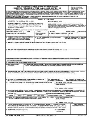Application for Correction of Military Record
