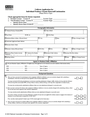 Uniform Application for Individual Producer License Renewal