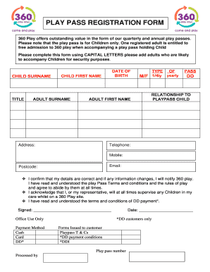 360 Play Pass Registration Form