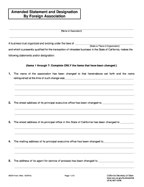 Amended Statement and Designation by Foreign Association