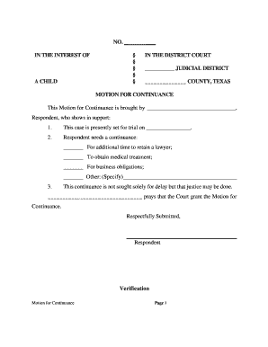 Motion for Continuance