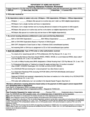 Housing Allowance Protection Worksheet