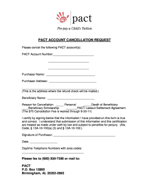 PACT Account Cancellation Request