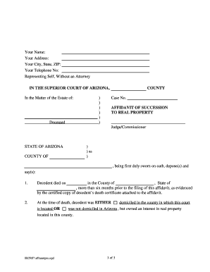 Arizona Affidavit of Succession to Real Property