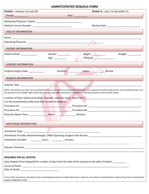 Unanticipated Sequela Form
