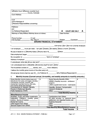 Colorado Sworn Financial Statement Form 35.2