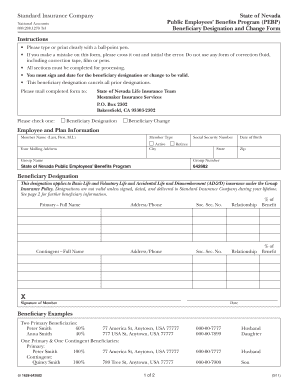 Nevada Public Employees' Benefits Program Beneficiary Designation Form