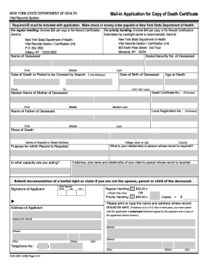 New York Death Certificate Application