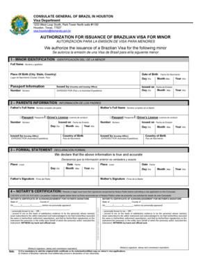 Authorization for Brazilian Visa for Minor