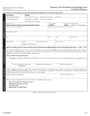 Nevada Retiree Voluntary Life Enrollment Form
