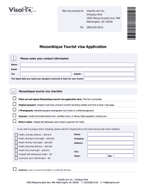 Mozambique Tourist Visa Application