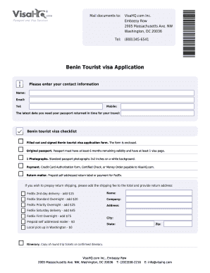 Benin Tourist Visa Application