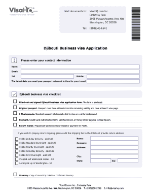 Djibouti Business Visa Application