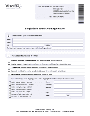 Bangladesh Tourist Visa Application Form