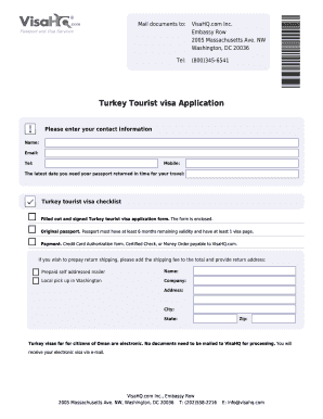 Turkey Tourist Visa Application Form