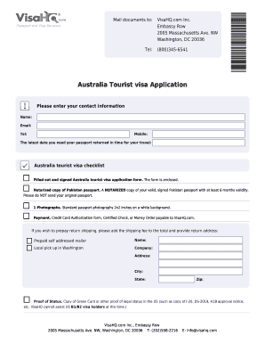 Australia Tourist Visa Application Form 1419