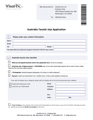 Australia Tourist Visa Application Form 1419
