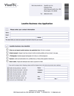 Lesotho Business Visa Application