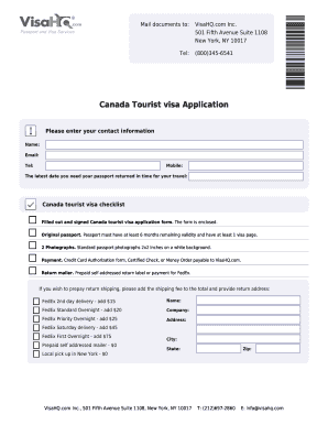 Canada Tourist Visa Application