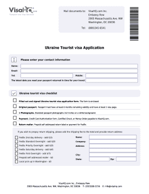 Ukraine Tourist Visa Application Form