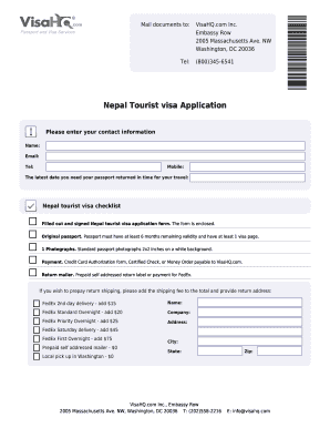 Nepal Tourist Visa Application Form