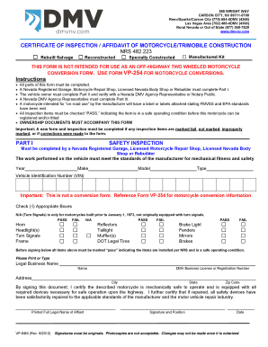 Nevada Motorcycle Inspection Affidavit