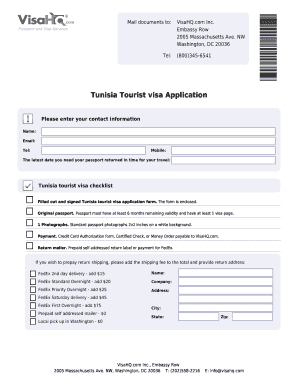 Tunisia Tourist Visa Application