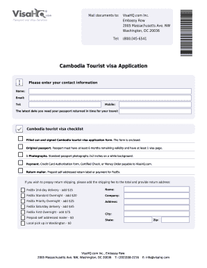 Cambodia Tourist Visa Application