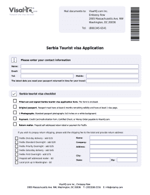 Serbia Tourist Visa Application Form