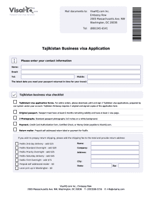 Tajikistan Business Visa Application