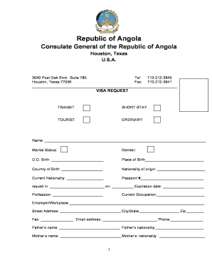 Angola Visa Application Form