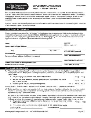 New York State Employment Application Form S1000
