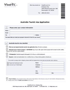 Australia Tourist Visa Application Form 1419