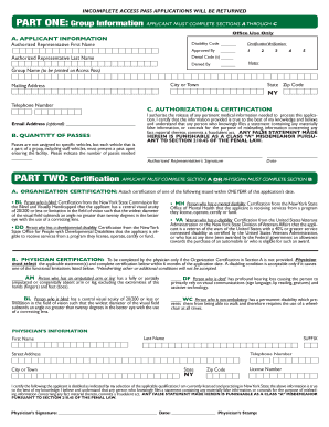 New York State Group Access Pass Application