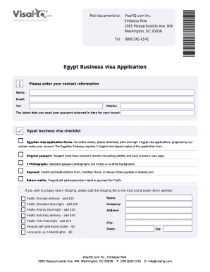 Egypt Business Visa Application