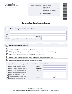 Ukraine Tourist Visa Application Form