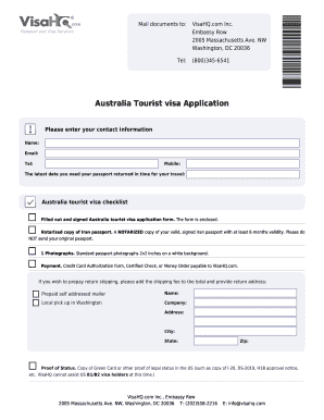 Australia Tourist Visa Application Form 1419