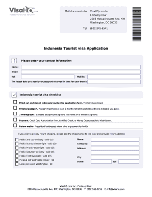 Indonesia Tourist Visa Application Form