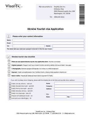 Ukraine Tourist Visa Application