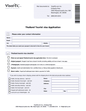 Thailand Tourist Visa Application Form