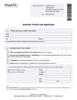 Australia Tourist Visa Application Form 1419