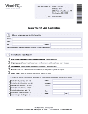 Benin Tourist Visa Application