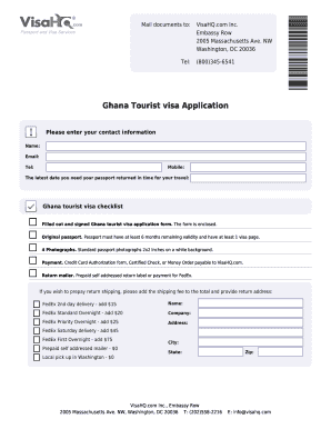 Ghana Tourist Visa Application Form