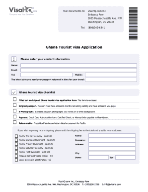 Ghana Tourist Visa Application Form