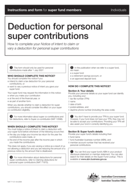 Notice of Intent to Claim or Vary a Deduction for Personal Super Contributions