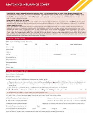 MTAA Super Insurance Cover Transfer Form