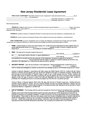 New Jersey Residential Lease Agreement