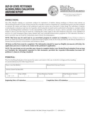 Illinois Out-of-State Alcohol/Drug Evaluation Form