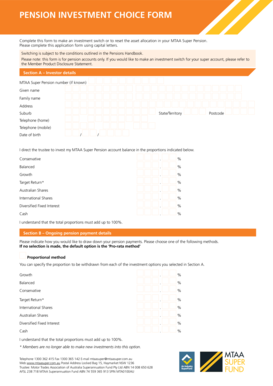MTAA Super Pension Investment Choice Form