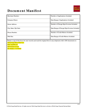 Wells Fargo Document Manifest